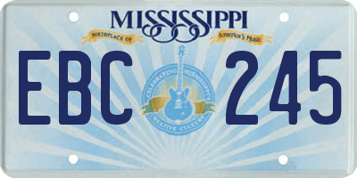 MS license plate EBC245