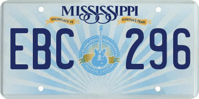 MS license plate EBC296