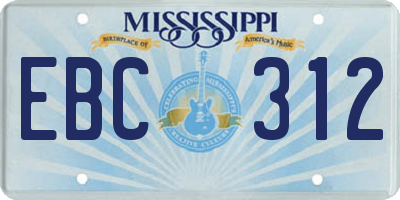 MS license plate EBC312