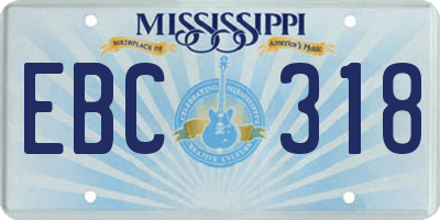MS license plate EBC318