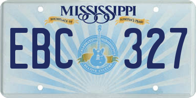 MS license plate EBC327