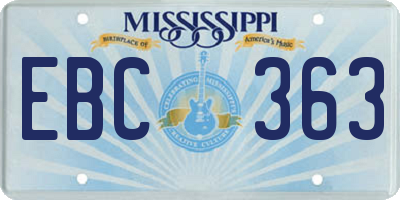 MS license plate EBC363