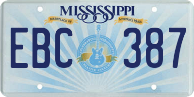 MS license plate EBC387