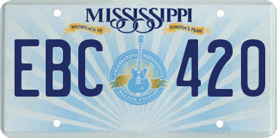 MS license plate EBC420