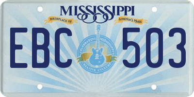 MS license plate EBC503
