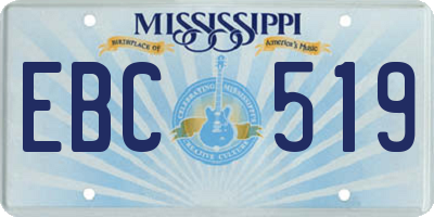 MS license plate EBC519