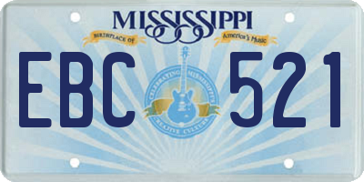 MS license plate EBC521