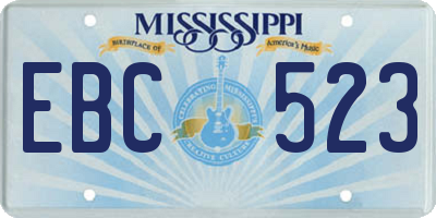MS license plate EBC523