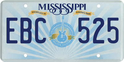 MS license plate EBC525