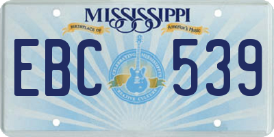 MS license plate EBC539