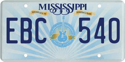 MS license plate EBC540