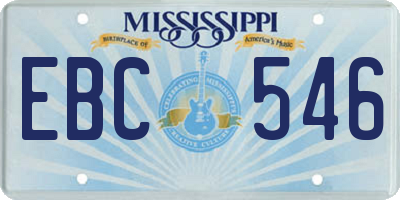 MS license plate EBC546