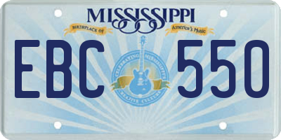 MS license plate EBC550