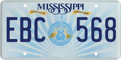 MS license plate EBC568