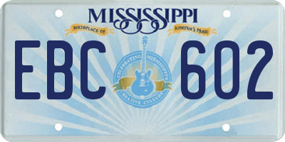 MS license plate EBC602