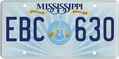 MS license plate EBC630