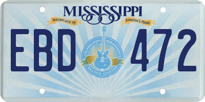 MS license plate EBD472
