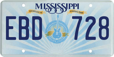 MS license plate EBD728