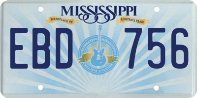 MS license plate EBD756