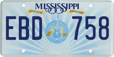 MS license plate EBD758