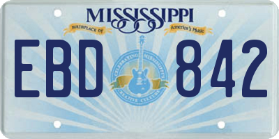 MS license plate EBD842