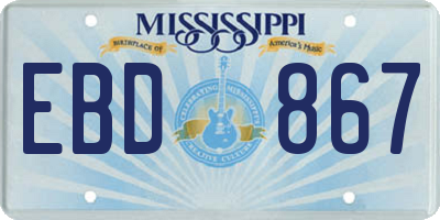MS license plate EBD867