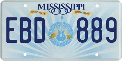 MS license plate EBD889