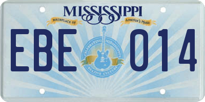 MS license plate EBE014