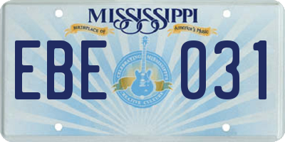 MS license plate EBE031