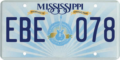 MS license plate EBE078