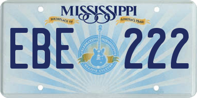 MS license plate EBE222