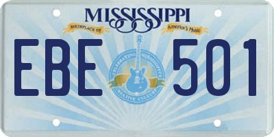 MS license plate EBE501
