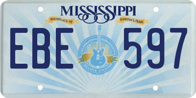 MS license plate EBE597