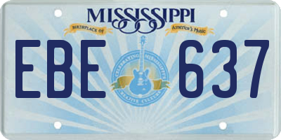 MS license plate EBE637