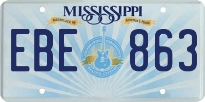 MS license plate EBE863