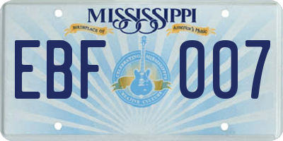 MS license plate EBF007