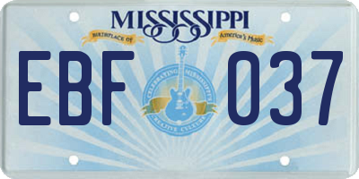 MS license plate EBF037