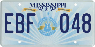 MS license plate EBF048