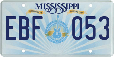 MS license plate EBF053