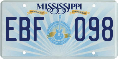 MS license plate EBF098