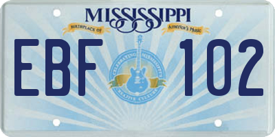 MS license plate EBF102