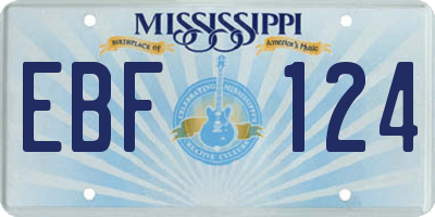 MS license plate EBF124