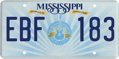 MS license plate EBF183
