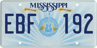 MS license plate EBF192
