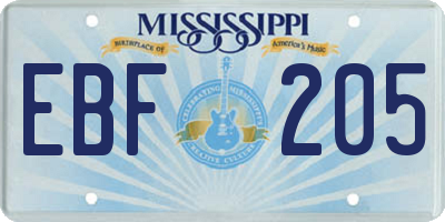 MS license plate EBF205