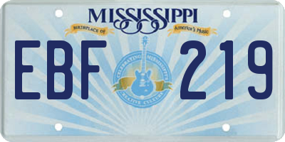 MS license plate EBF219