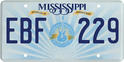 MS license plate EBF229