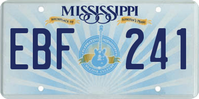 MS license plate EBF241
