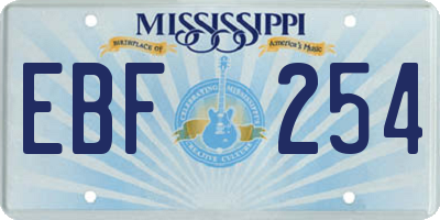 MS license plate EBF254
