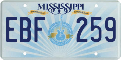 MS license plate EBF259